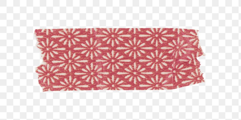 Vintage washi tape png clipart, red pattern on transparent background