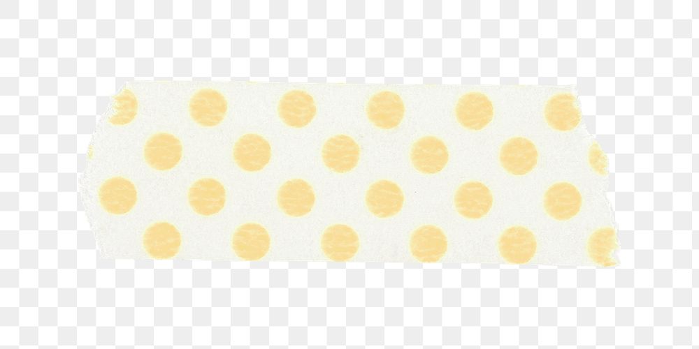 Yellow washi tape png clipart, polka dot patterned with transparent background