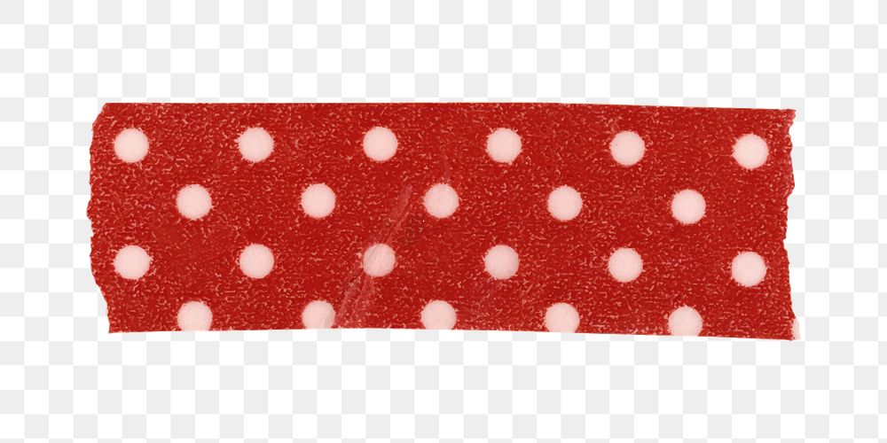 Polka dot png washi tape collage element, red pattern on transparent background