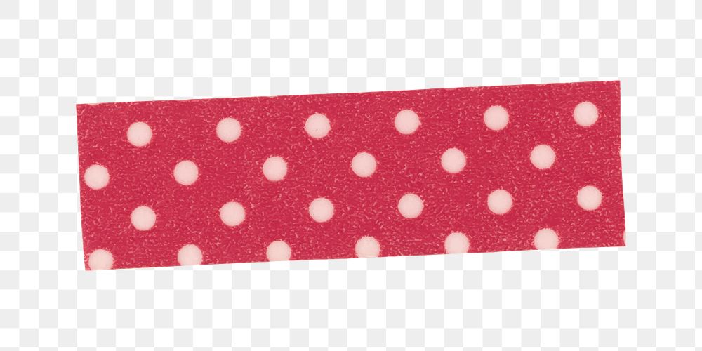 Cute washi tape png clipart, pink polka dot pattern on transparent background