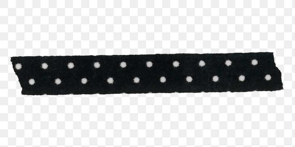 Black washi tape png clipart, polka dot patterned with transparent background