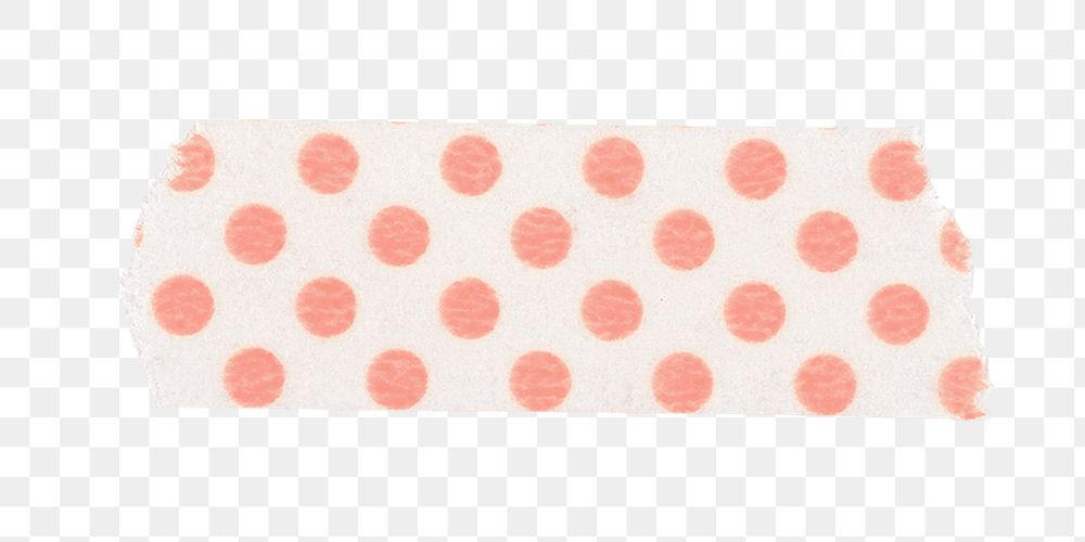 Cute washi tape png clipart, pink polka dot pattern on transparent background