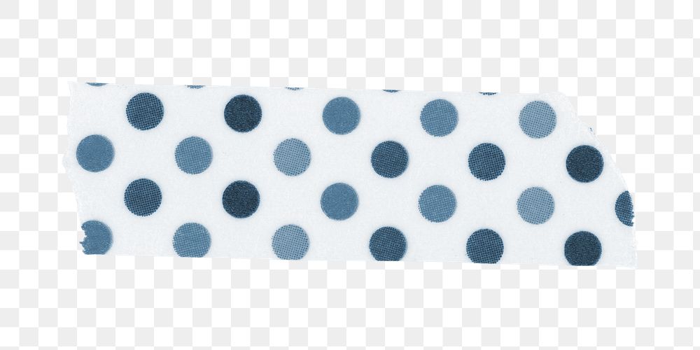 Cute washi tape png clipart, blue polka dot pattern on transparent background