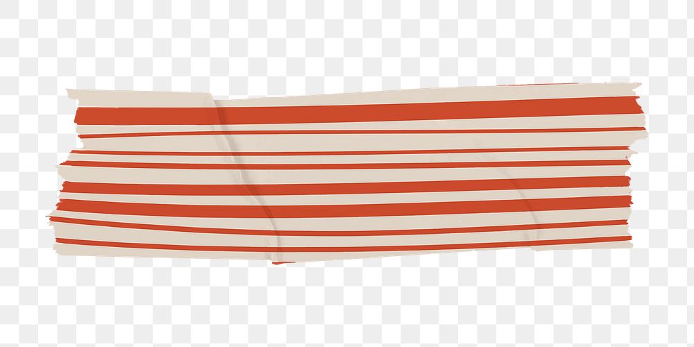 Stripe washi tape png clipart, orange pattern on transparent background