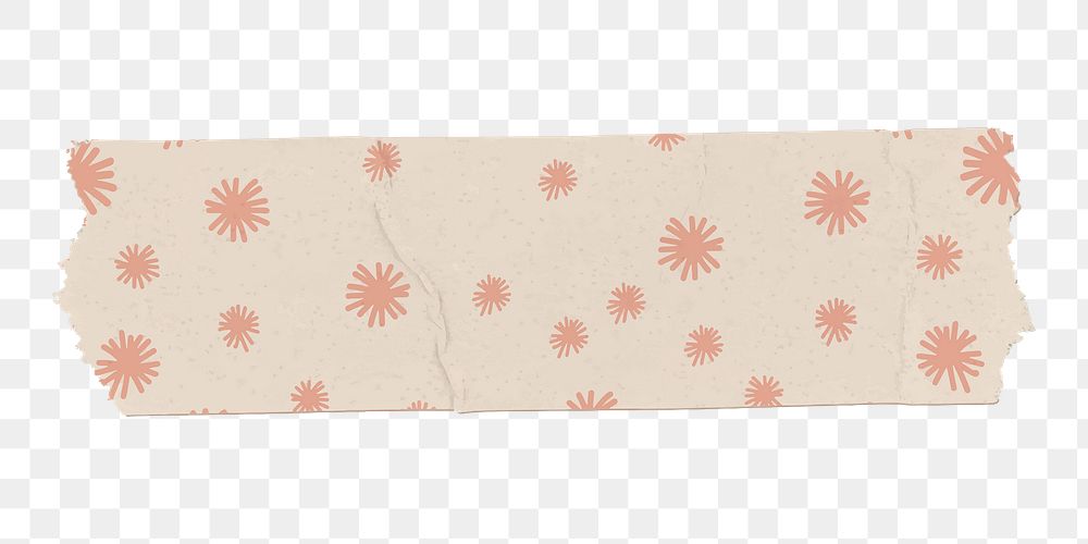 Cute washi tape png clipart, beige pattern on transparent background