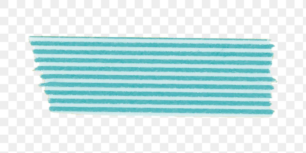 Blue washi tape png sticker, striped pattern on transparent background