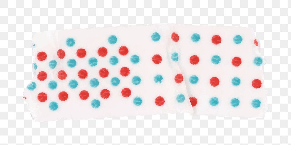Red dot png washi tape clipart, cute patterned with transparent background