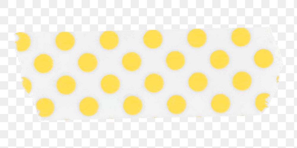 Polka dot png washi tape clipart, yellow pattern on transparent background