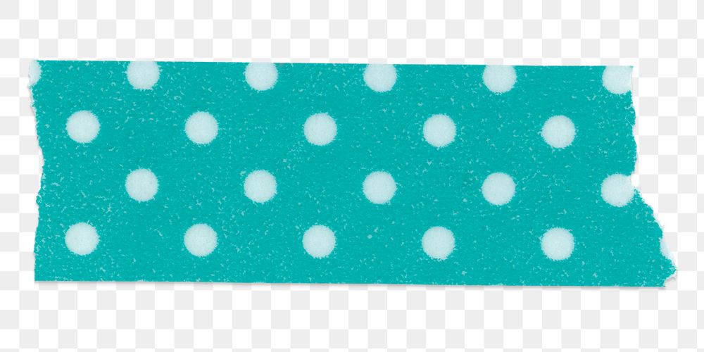 Teal dot png washi tape clipart, cute patterned with transparent background
