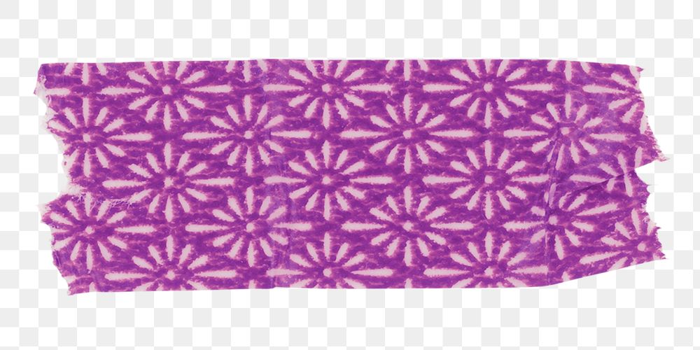 Vintage washi tape png collage element, purple pattern on transparent background