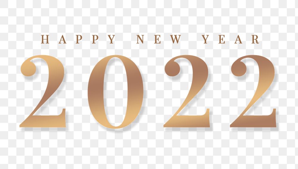 Gold happy new year 2022 png 