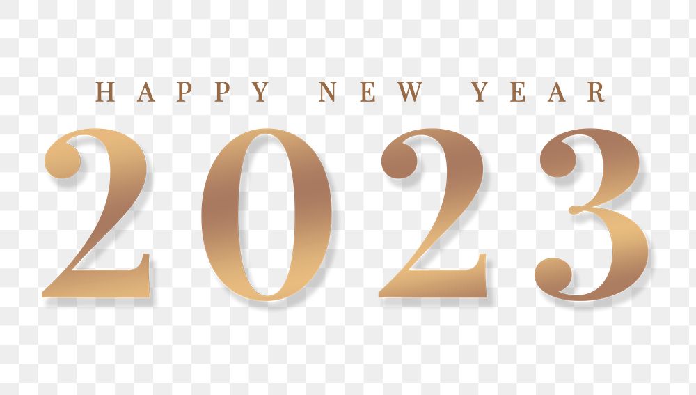 Gold happy new year 2023 png
