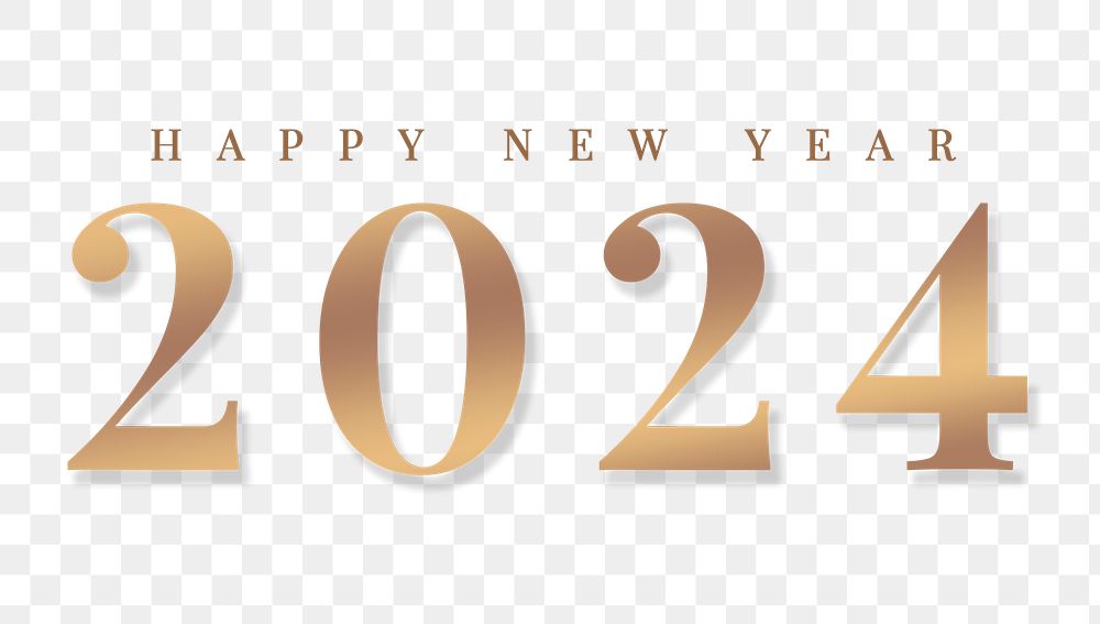 Gold happy new year 2024 png