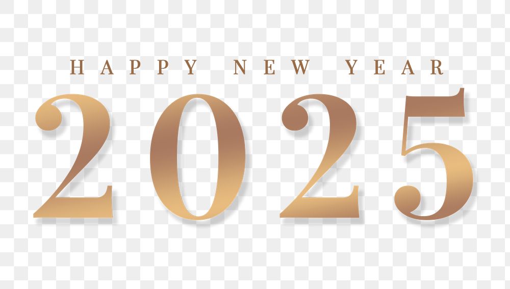 Gold happy new year 2025 png
