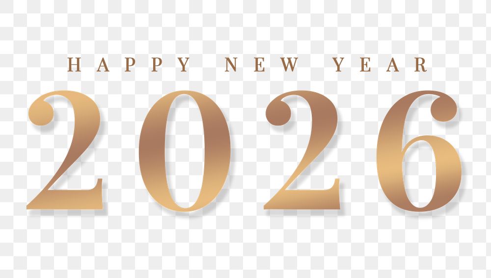 Gold happy new year 2026 png