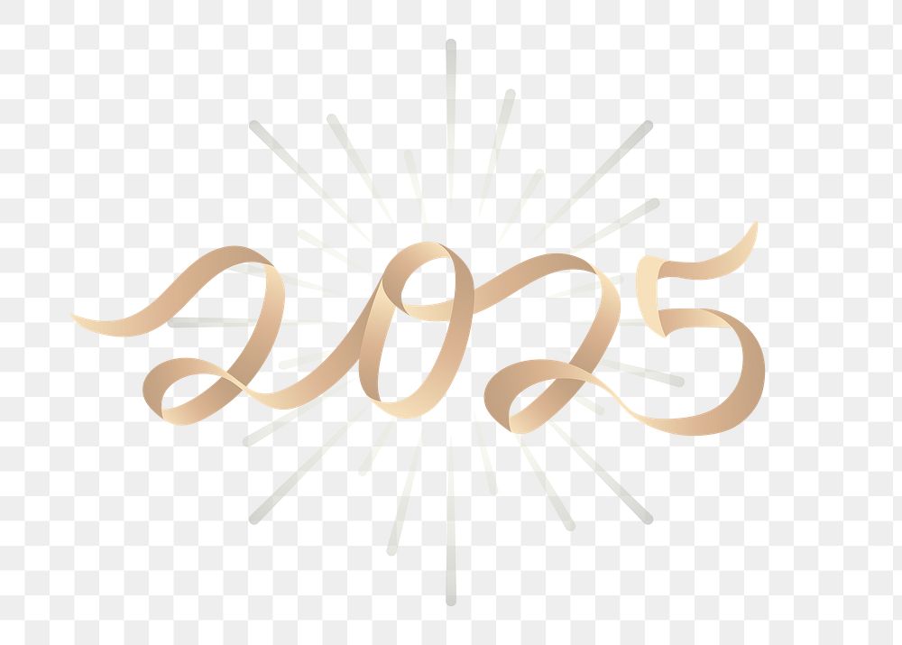 2025 png gold cursive text, transparent background