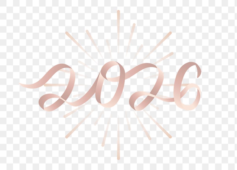 2026 png pink gold cursive text, transparent background