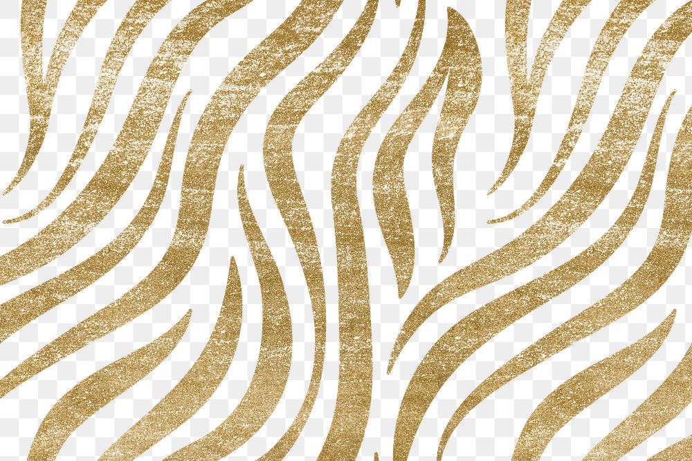 Gold png pattern, zebra, transparent background