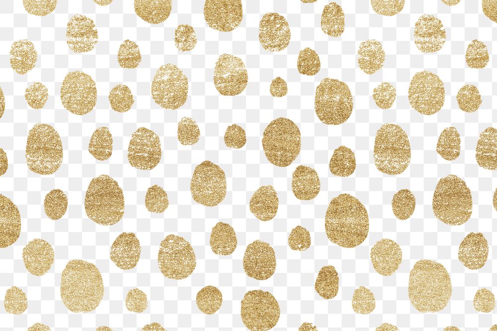 Gold png pattern, polka dots, transparent background