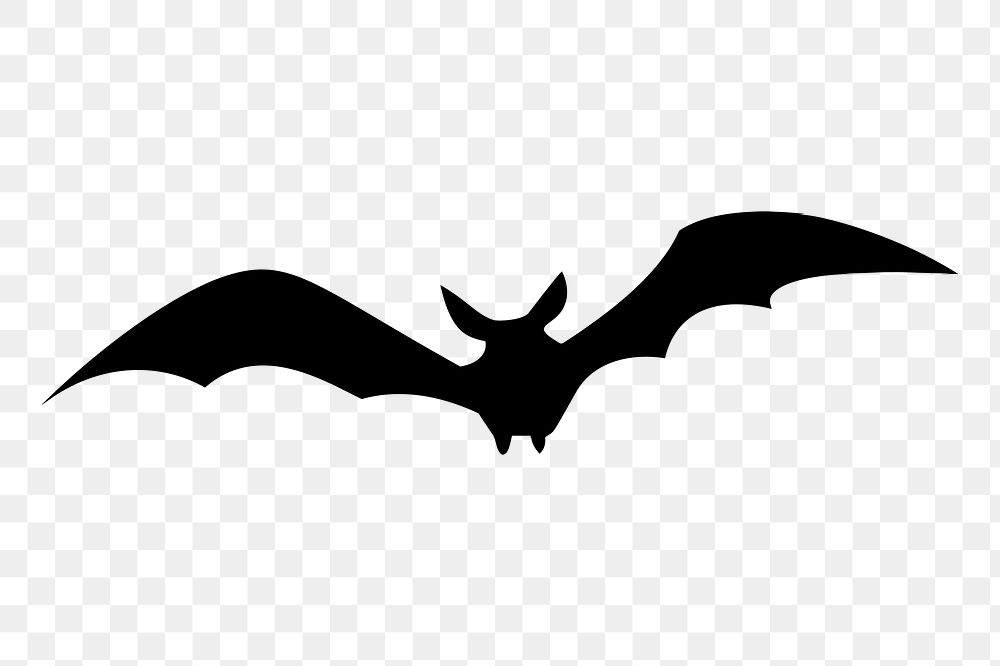 PNG flying bat silhouette clipart, animal illustration, transparent background. Free public domain CC0 image.
