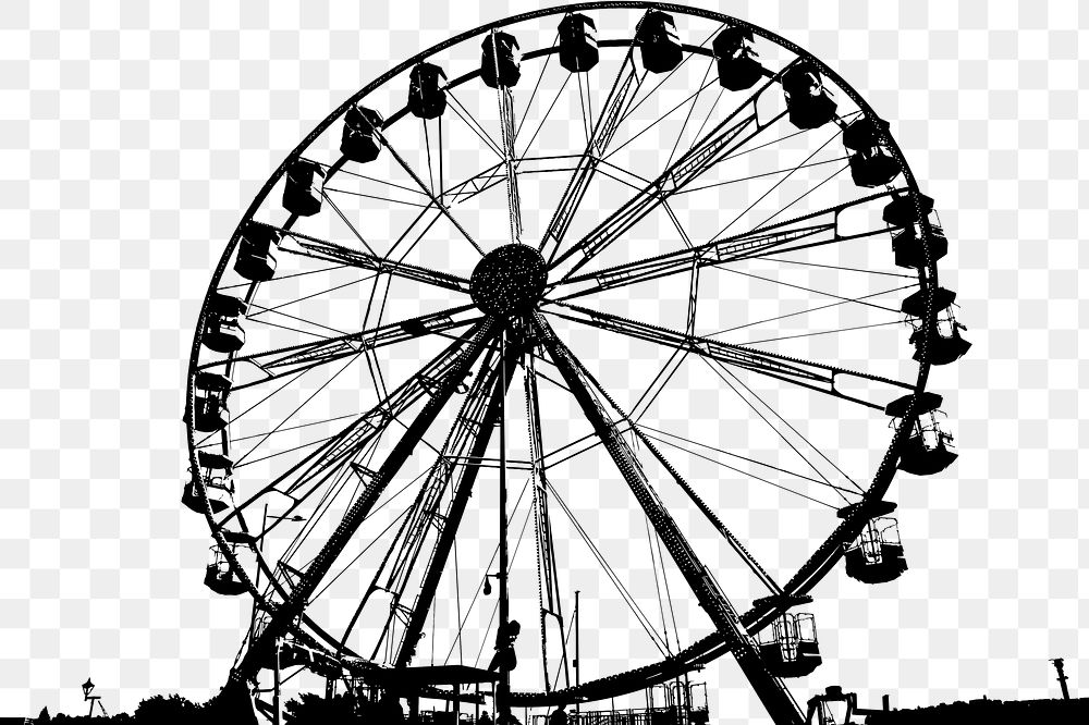 Ferris wheel png silhouette sticker, transparent background
