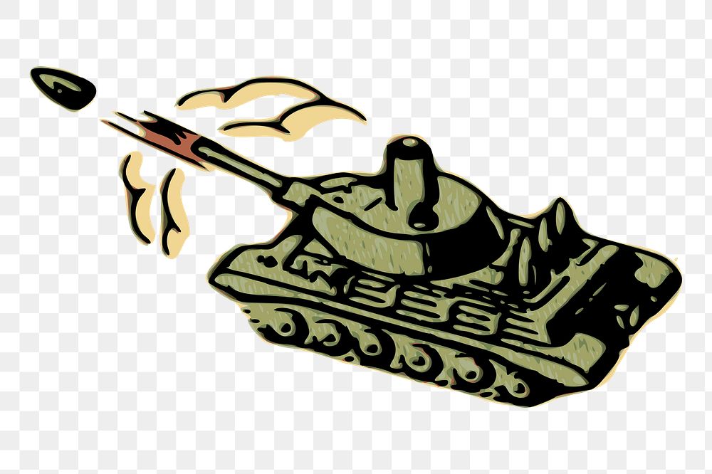 Military tank png sticker, vintage vehicle illustration, transparent background. Free public domain CC0 image.
