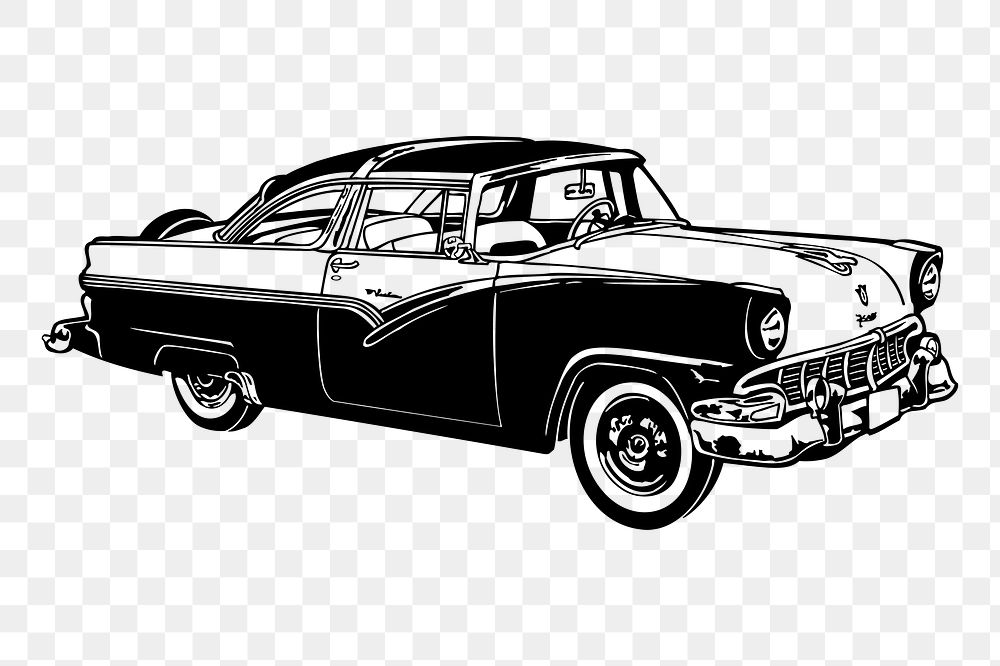 Png American vintage car sticker, vehicle illustration, transparent background. Free public domain CC0 image.