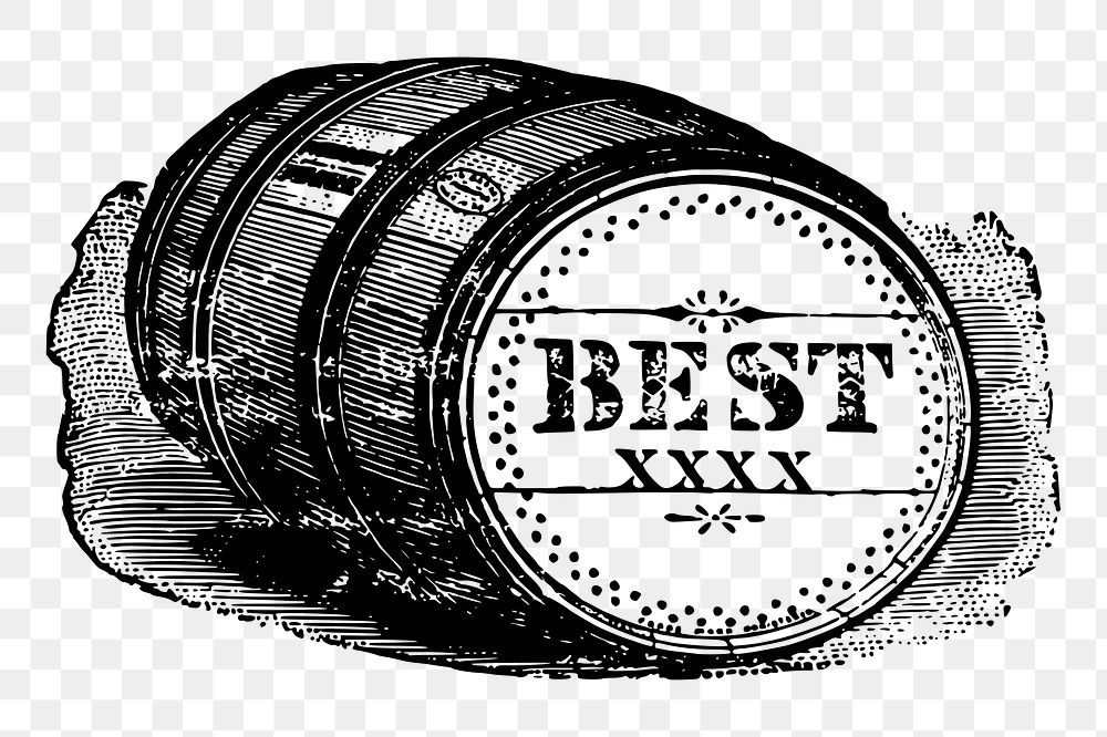 Barrel png sticker, vintage object illustration, transparent background. Free public domain CC0 image.