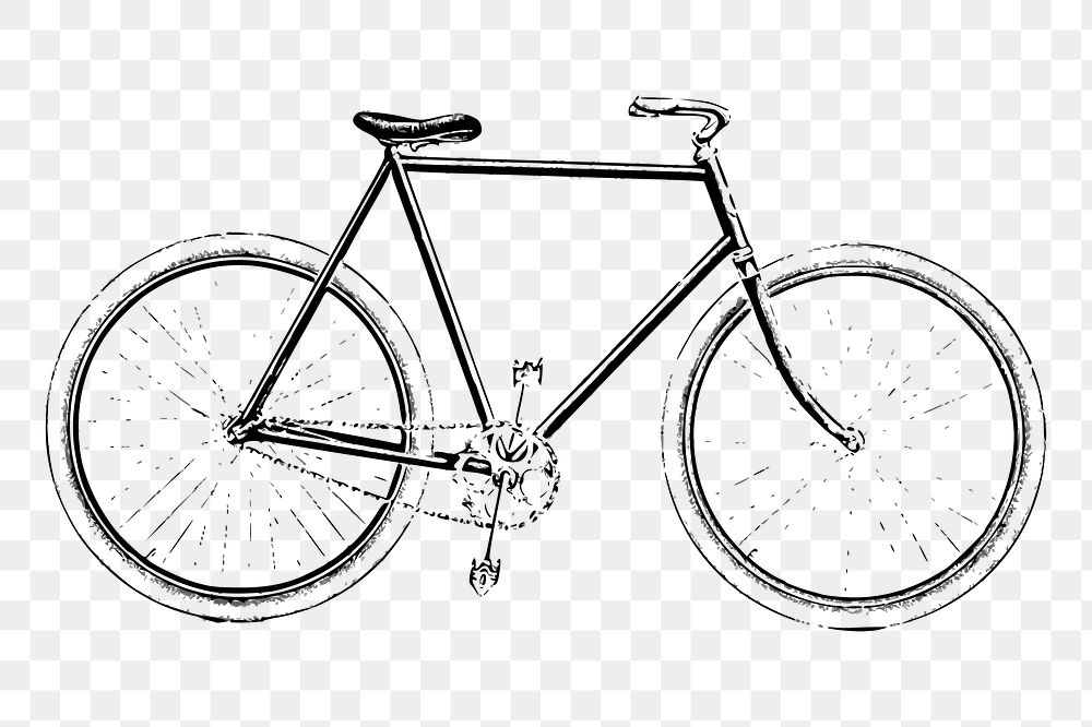 Bicycle png sticker, vintage vehicle illustration, transparent background. Free public domain CC0 image.