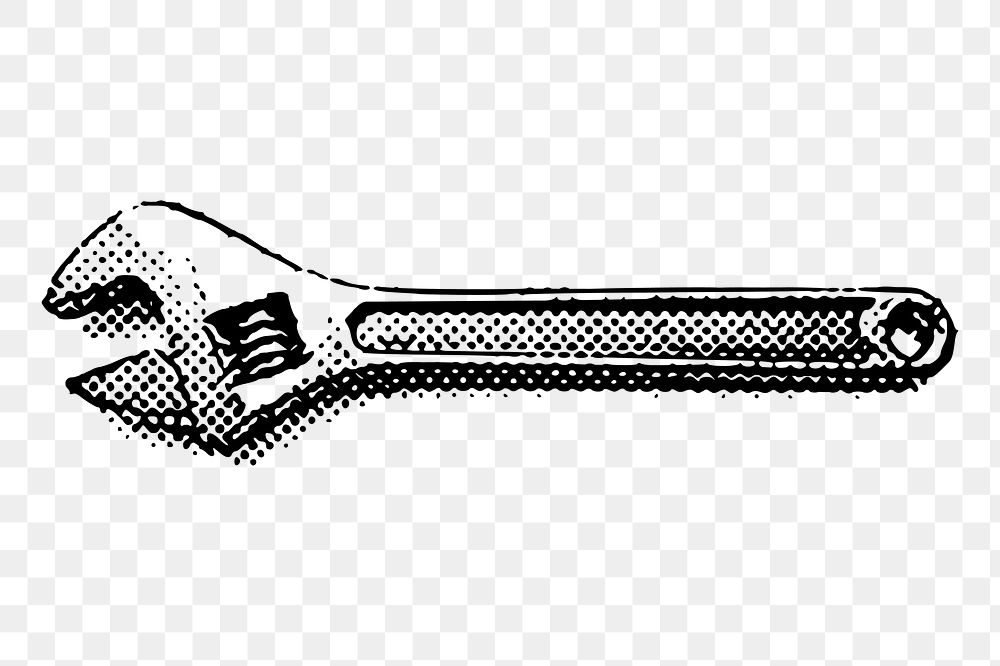 Monkey wrench png sticker, vintage tool illustration, transparent background. Free public domain CC0 image.