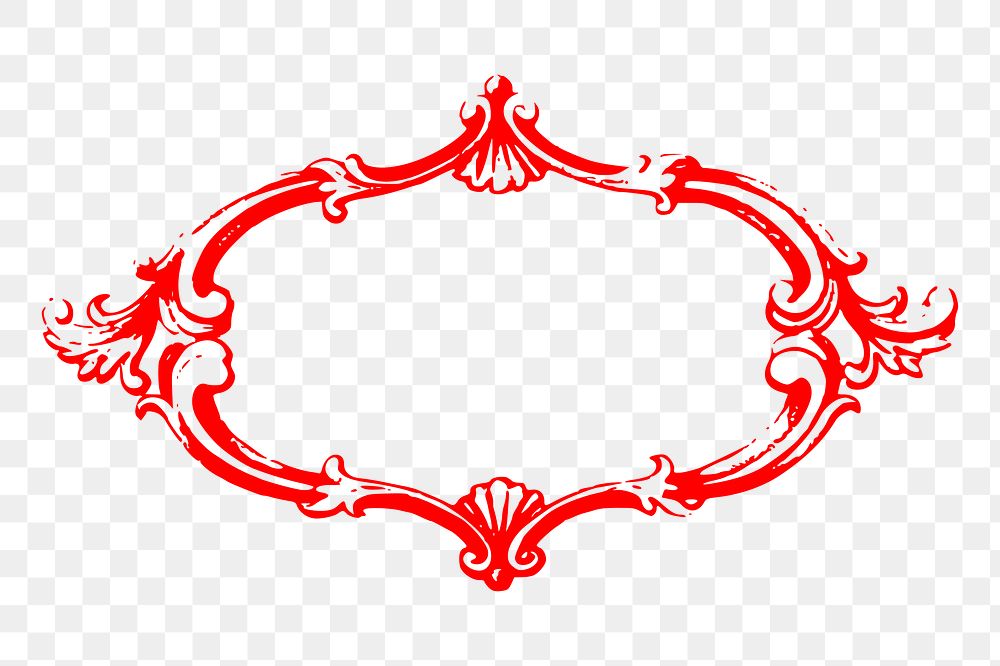 Red ornament png frame, vintage illustration, transparent background. Free public domain CC0 image.