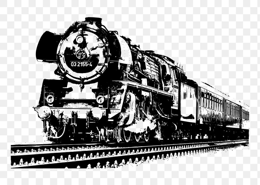 Vintage train png sticker, transportation illustration, transparent background. Free public domain CC0 image.