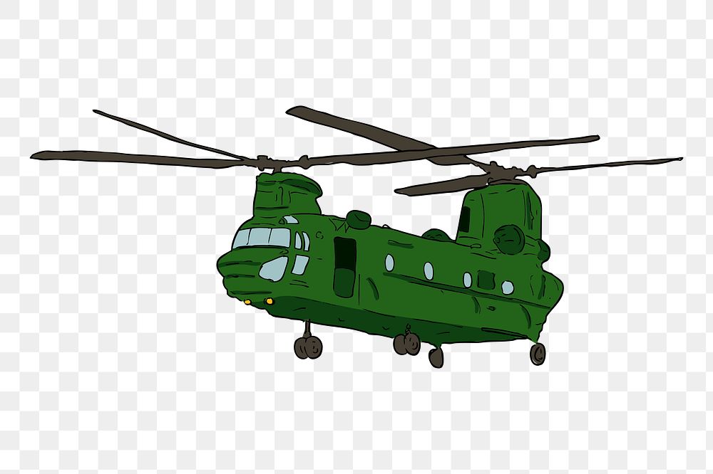 Chinook helicopter png sticker, transportation illustration on transparent background. Free public domain CC0 image.