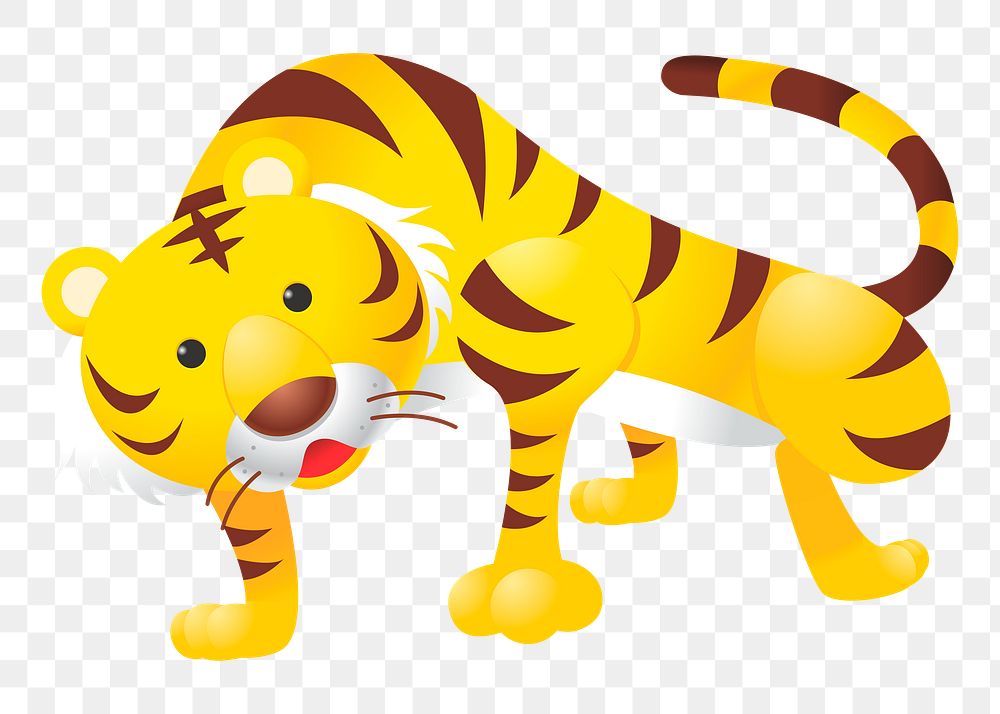 Tiger png sticker, cute animal illustration, transparent background. Free public domain CC0 image.