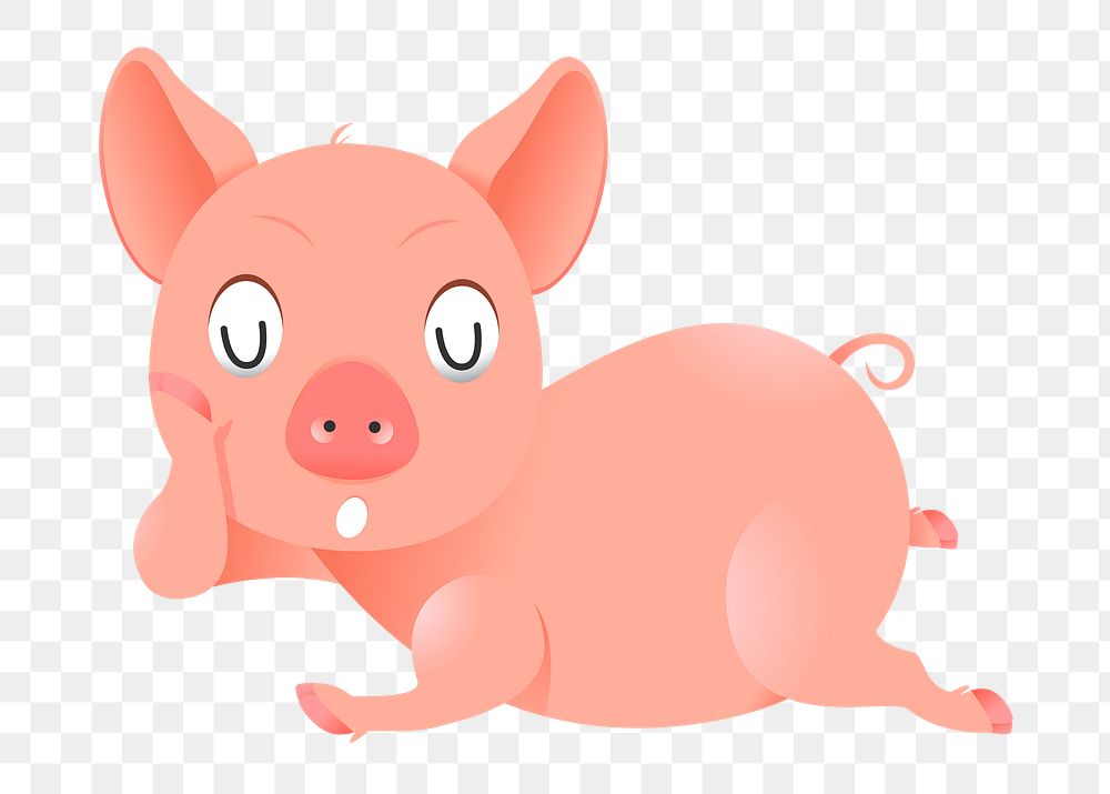 Pink pig png sticker, cute animal illustration, transparent background. Free public domain CC0 image.