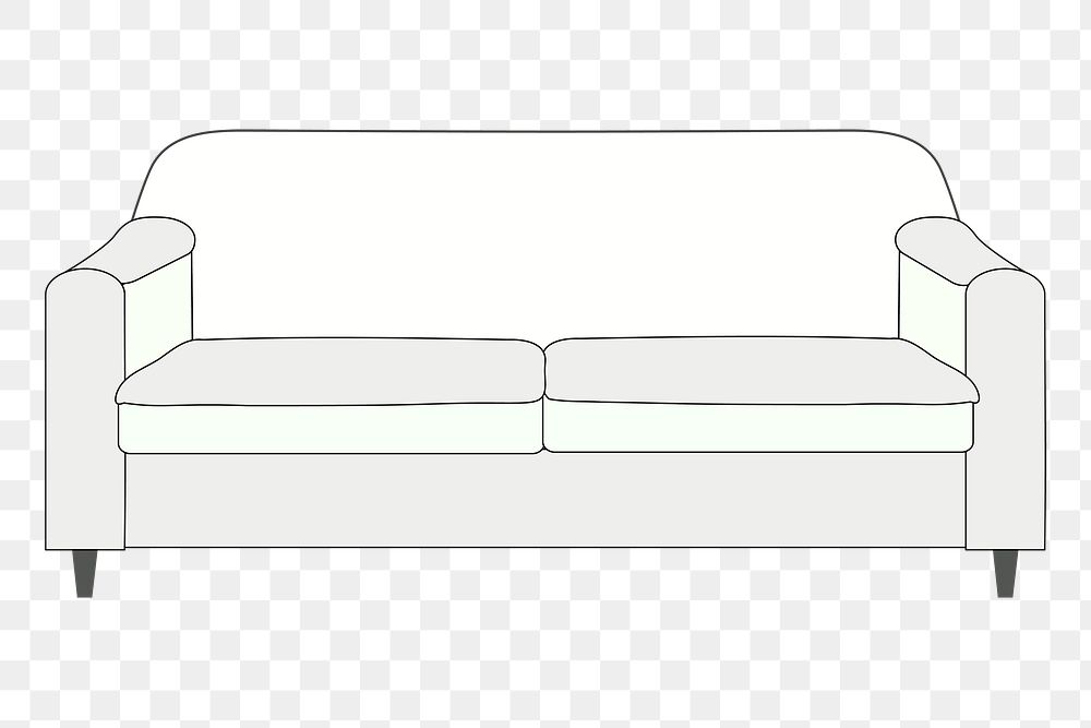 White sofa png sticker, furniture illustration, transparent background. Free public domain CC0 image.