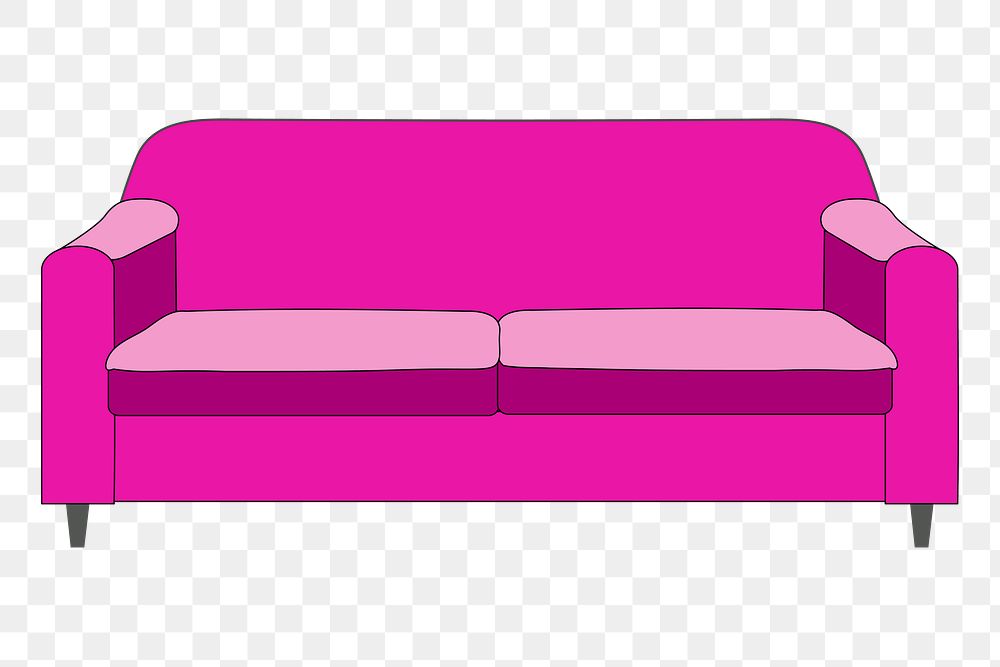 Pink couch png sticker, furniture illustration, transparent background. Free public domain CC0 image.