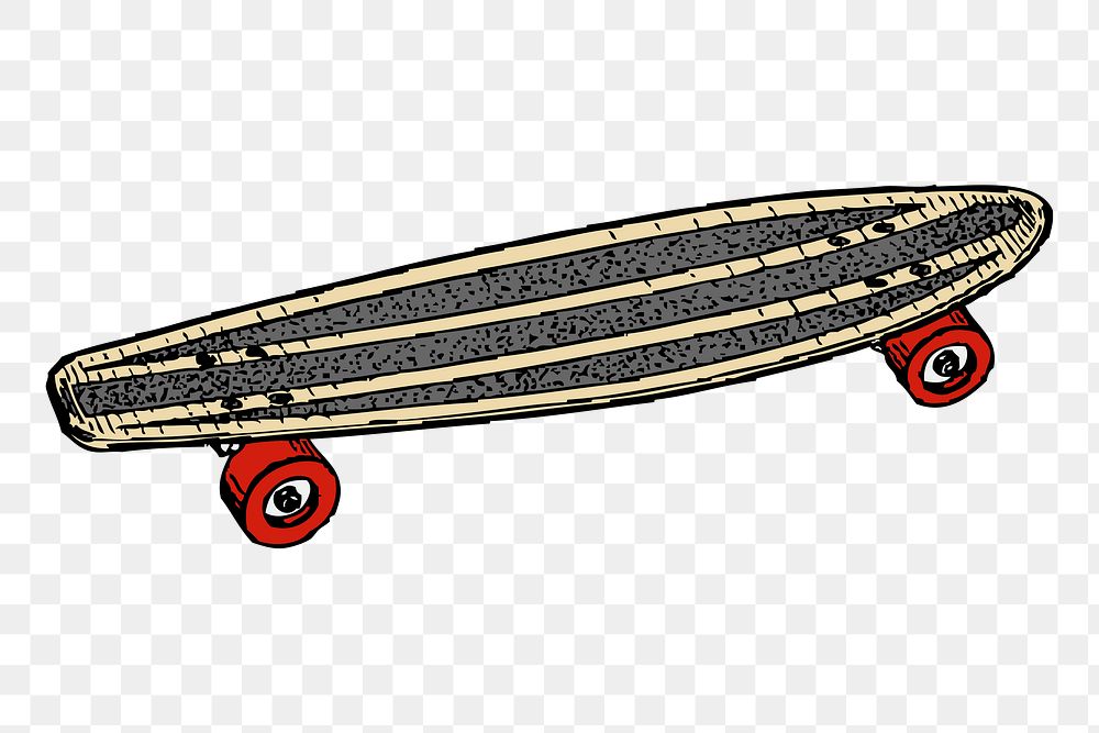 Skateboard png sticker, hobby illustration, transparent background. Free public domain CC0 image.