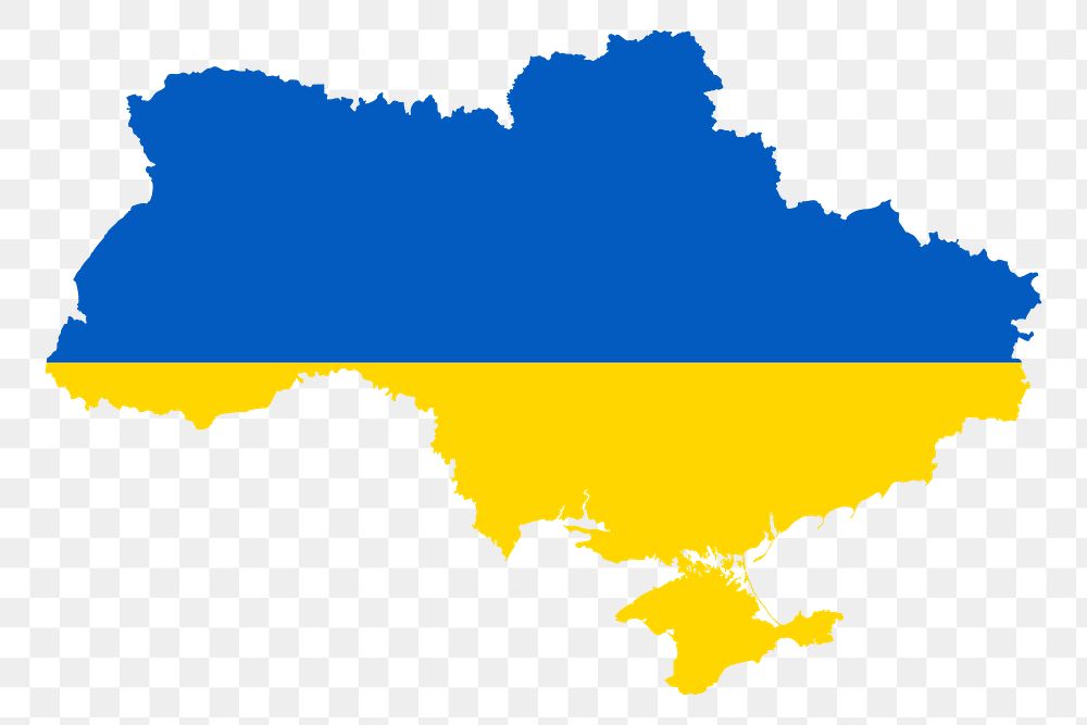Ukraine flag png map sticker, geography illustration, transparent background. Free public domain CC0 image.