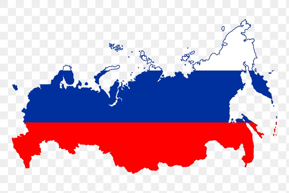 Russian flag png map sticker, geography illustration, transparent background. Free public domain CC0 image.