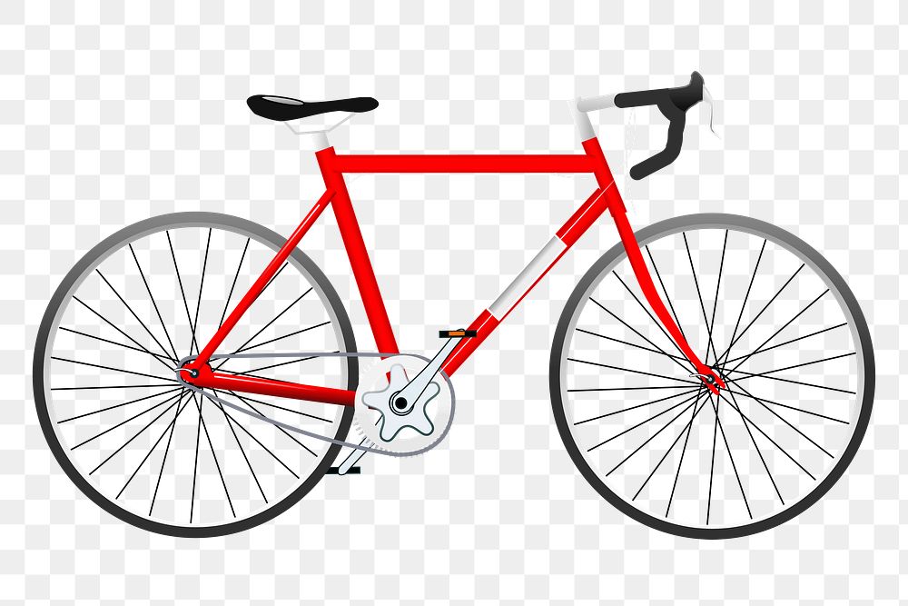 Red bicycle png sticker, vehicle illustration, transparent background. Free public domain CC0 image.