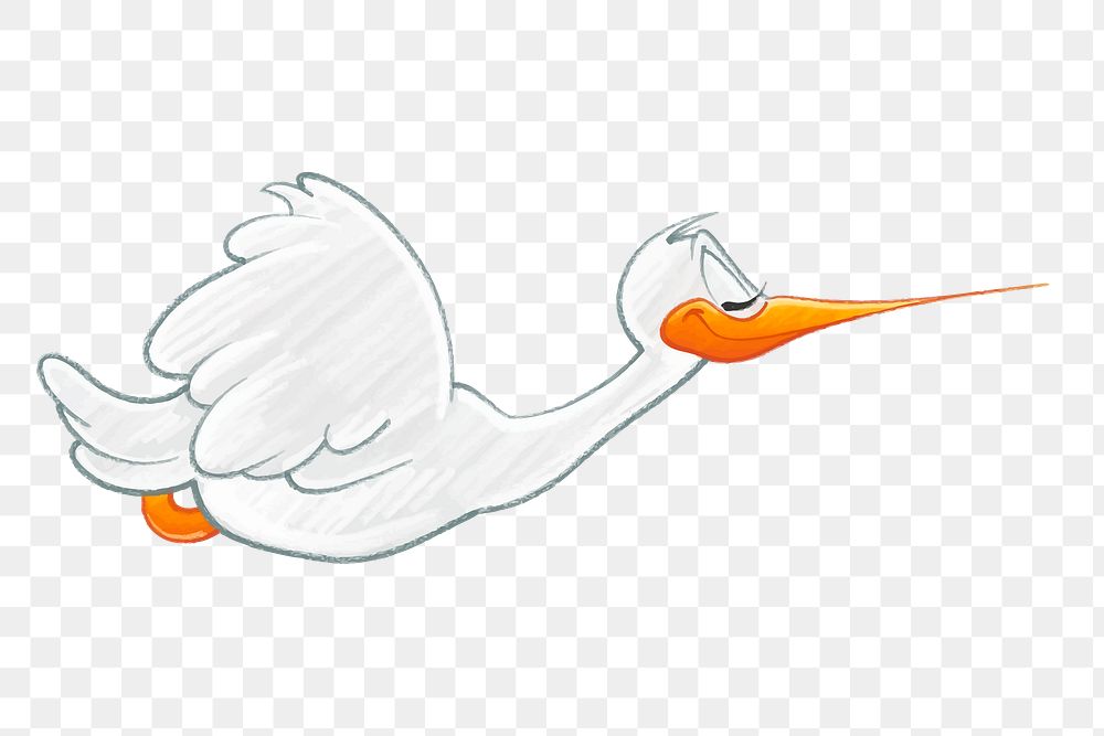 Flying stork png bird sticker, cute animal illustration, transparent background. Free public domain CC0 image.