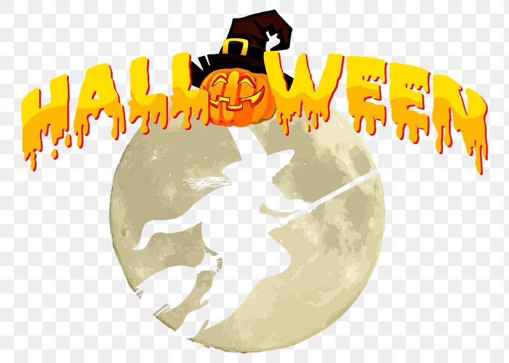 Halloween typography png sticker, festive illustration, transparent background. Free public domain CC0 image.