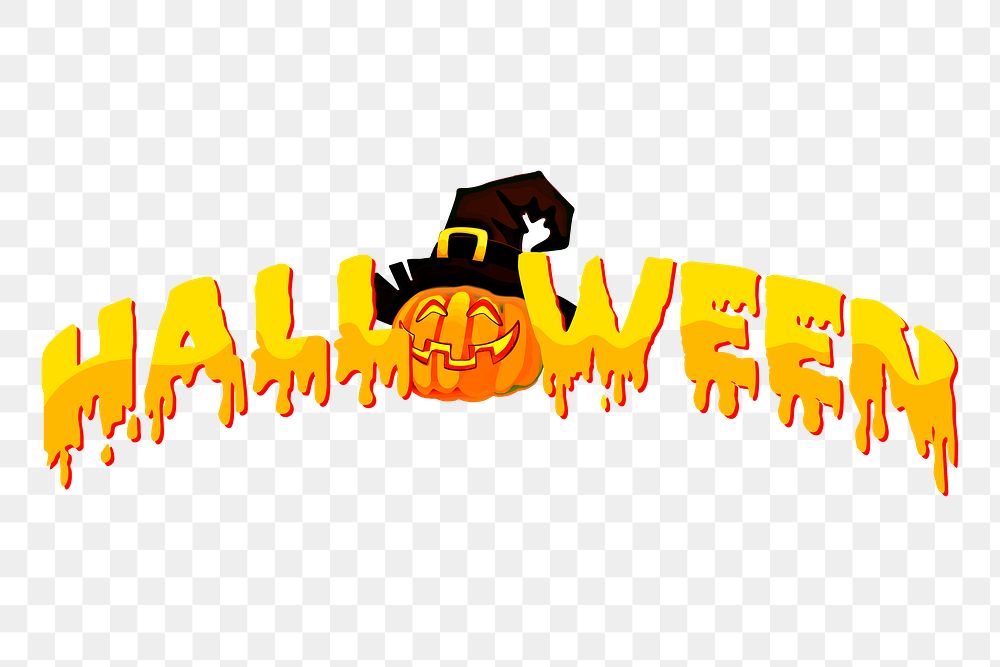 Halloween typography png sticker, festive illustration, transparent background. Free public domain CC0 image.