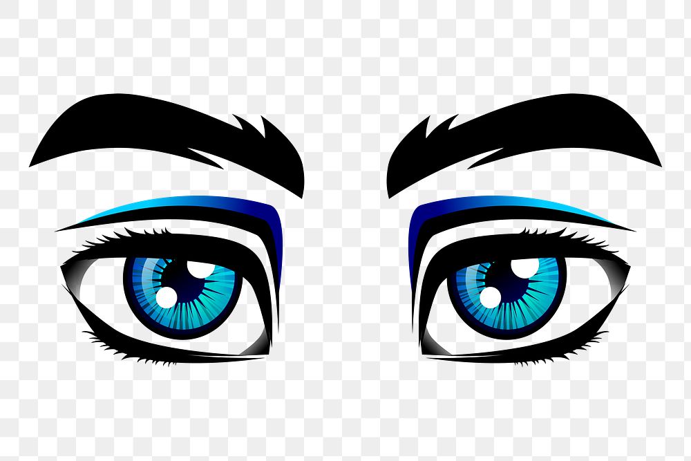Blue eyes png sticker, cartoon character illustration, transparent background. Free public domain CC0 image.