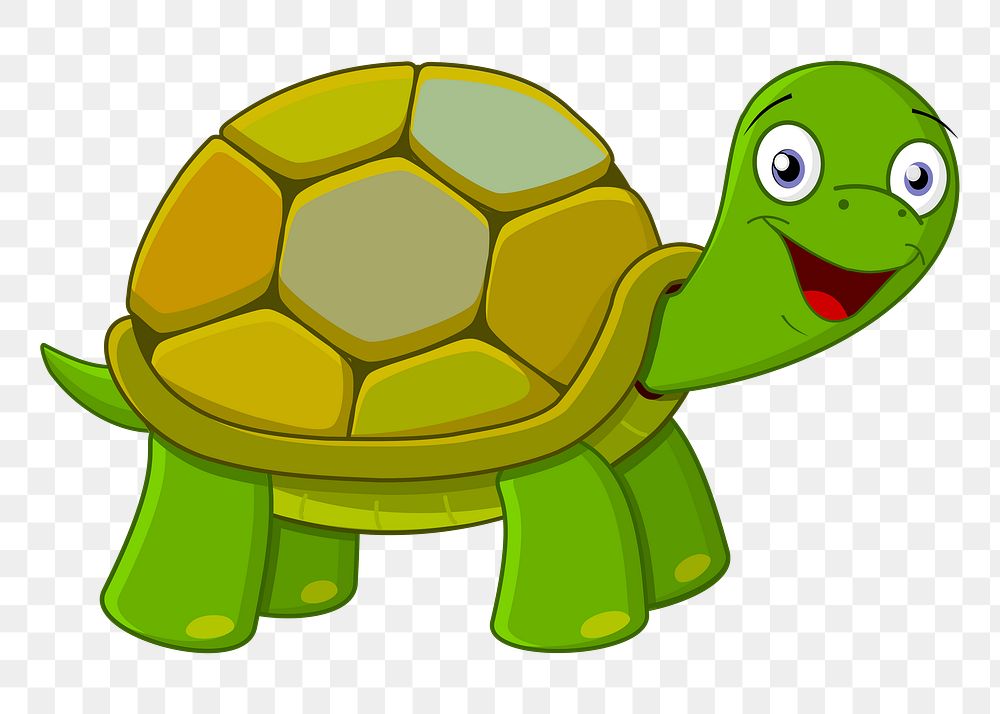 Smiling turtle png sticker, cute animal illustration, transparent background. Free public domain CC0 image.