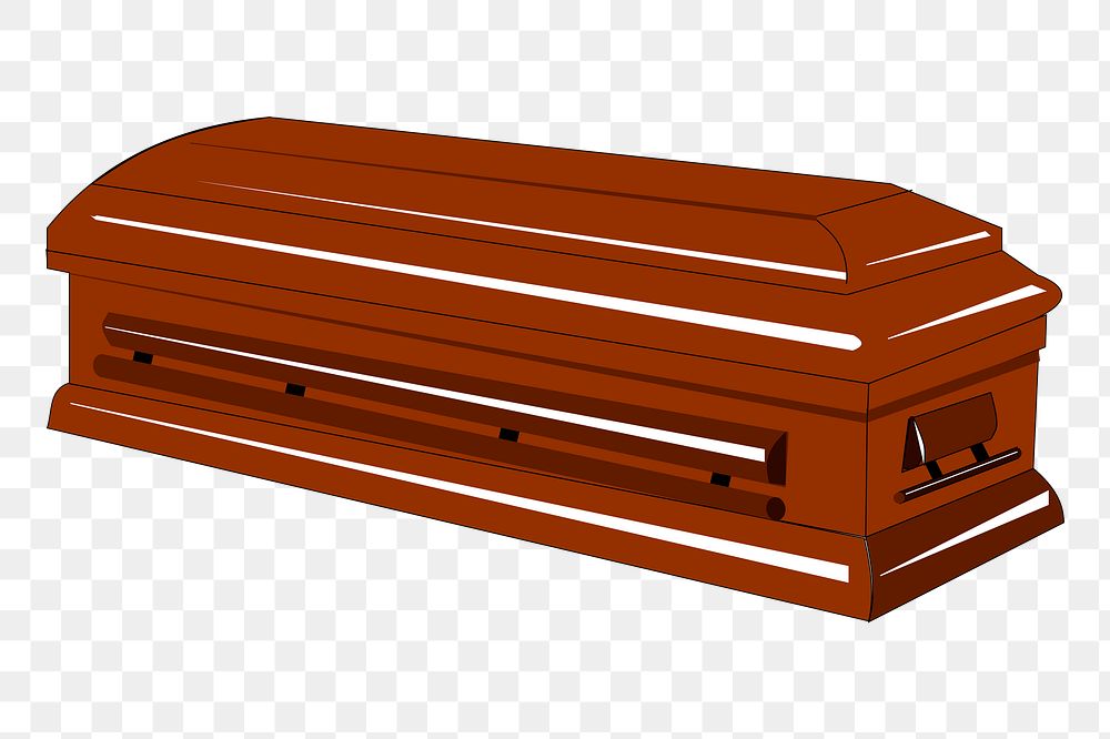 Funeral casket png sticker, coffin illustration, transparent background. Free public domain CC0 image.
