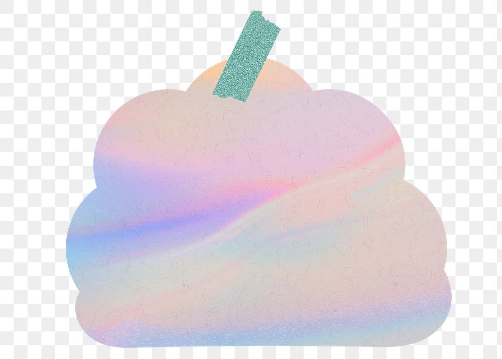 Holographic paper note png with cloud shape and washi tape journal sticker