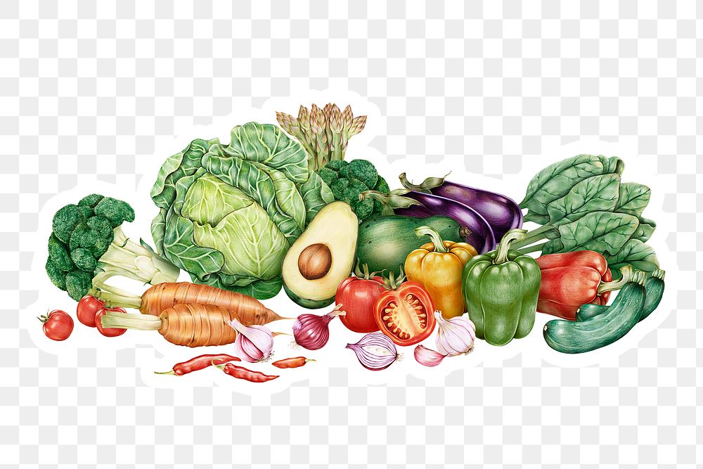 Fresh vegetables assorted png organic illustration