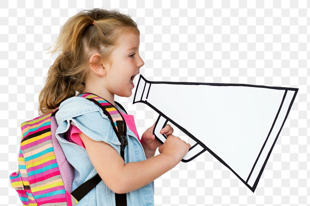 Little girl with a megaphone transparent png